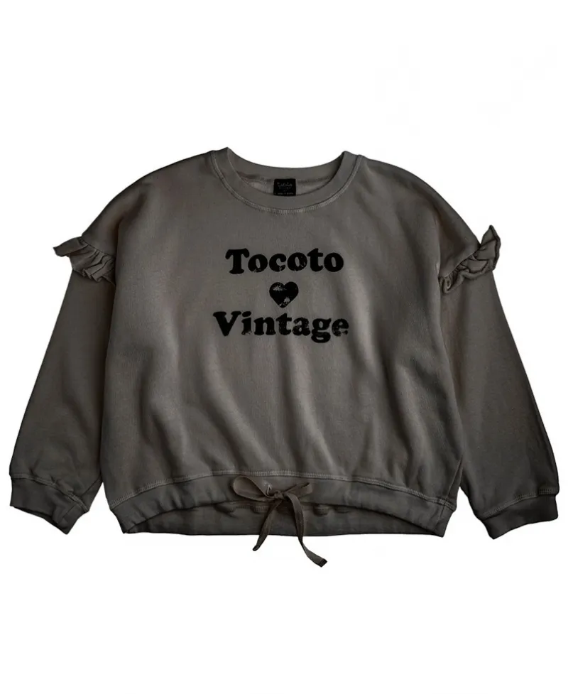 Sudadera Niña TOCOTO VINTAGE Gris Volantes