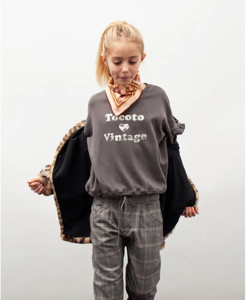 Sudadera Niña TOCOTO VINTAGE Gris Volantes