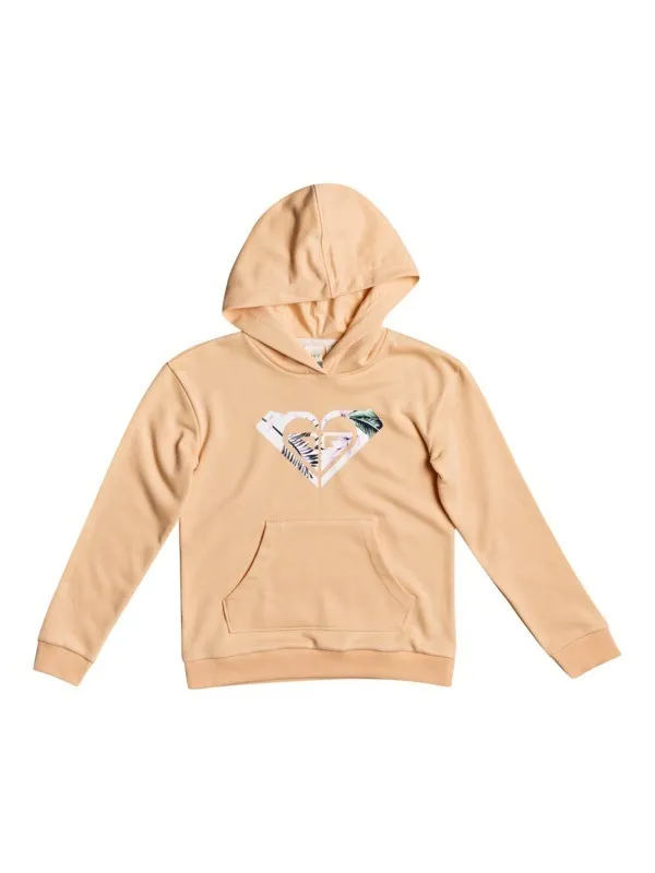 Sudadera ROXY de tejido orgánico con capucha para niña Indian Poem APRICOT ICE (nez0) Ref. ERGFT03615 naranja albaricoque logo p