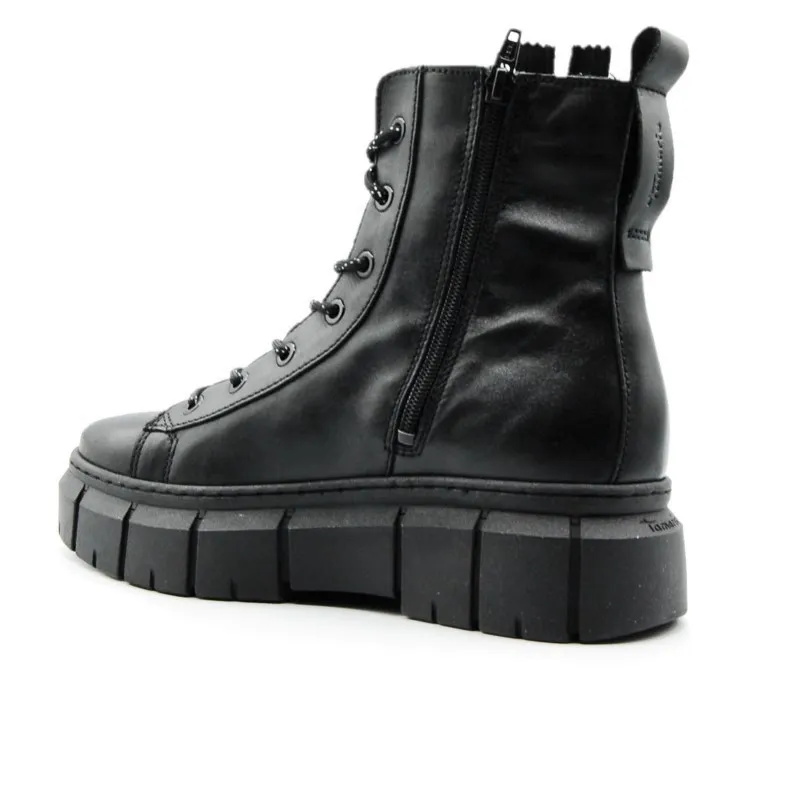 TAMARIS 25820 Negro Bota plataforma cordones piel mujer