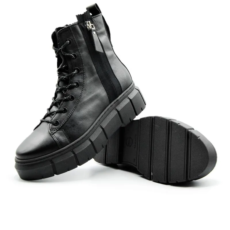 TAMARIS 25820 Negro Bota plataforma cordones piel mujer