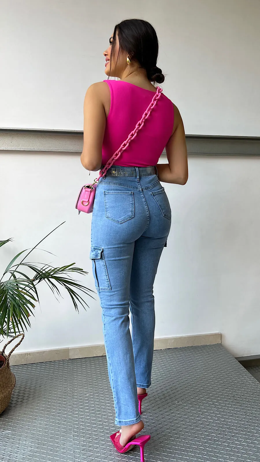 Top Rosa Escote Cuadrado