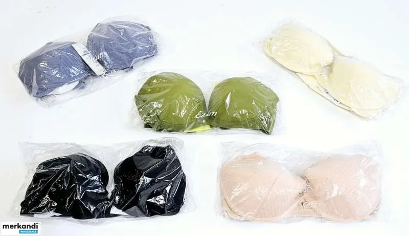 Venta al por mayor de sujetadores Etam de alta calidad: diversos modelos y tamaños en envases de plástico