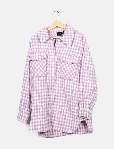 Vero Moda Sobrecamisa pata de gallo lila