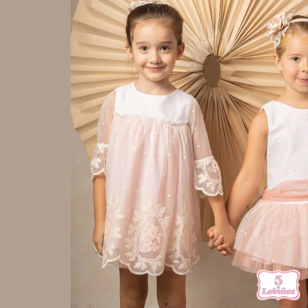 VESTIDO CEREMONIA NIÑA AGATA MANGA FRANCESA Basmartí