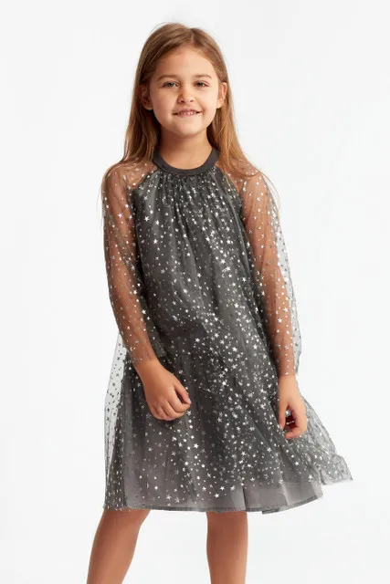Vestido de niña de fiesta Alisa plateado