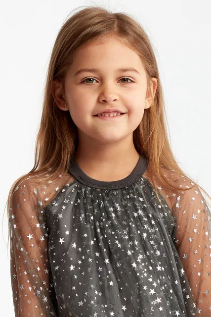 Vestido de niña de fiesta Alisa plateado