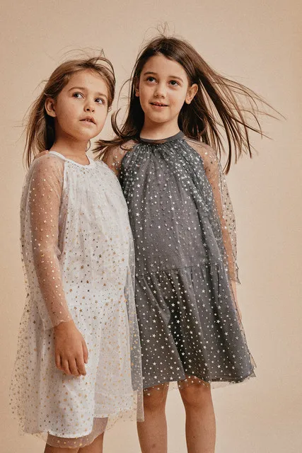 Vestido de niña de fiesta Alisa plateado