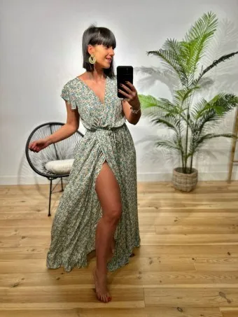 Vestido Floral MARGAERY Aguamarina