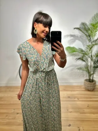Vestido Floral MARGAERY Aguamarina