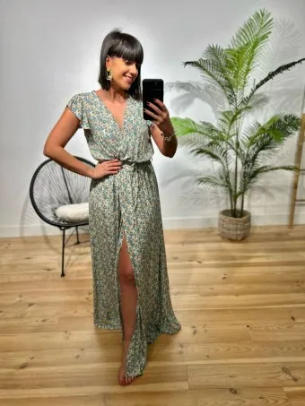 Vestido Floral MARGAERY Aguamarina