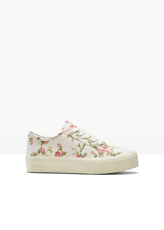 Zapatillas con plataforma Blanco de flores