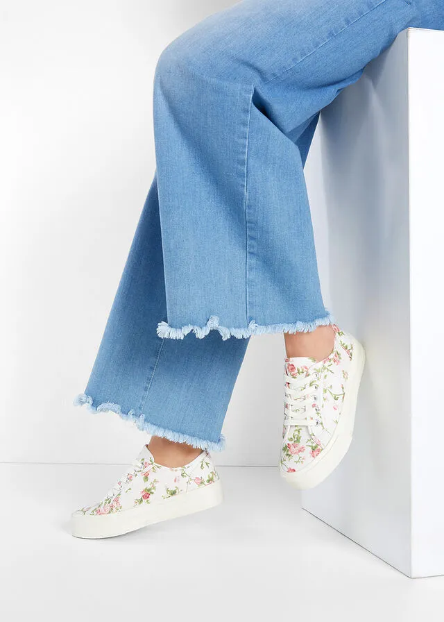 Zapatillas con plataforma Blanco de flores