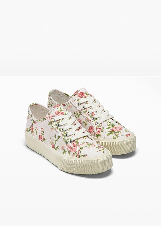 Zapatillas con plataforma Blanco de flores