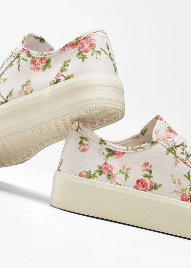 Zapatillas con plataforma Blanco de flores