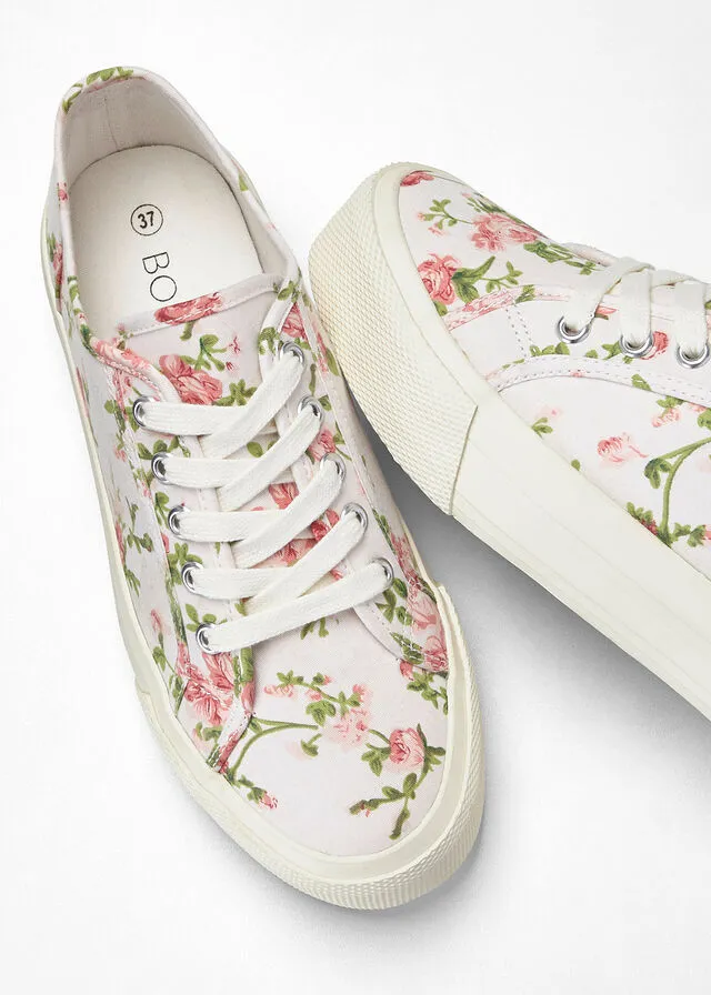 Zapatillas con plataforma Blanco de flores