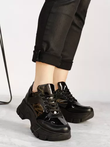Zapatillas De Mujer Plataforma Con Detalle Charol Art3000