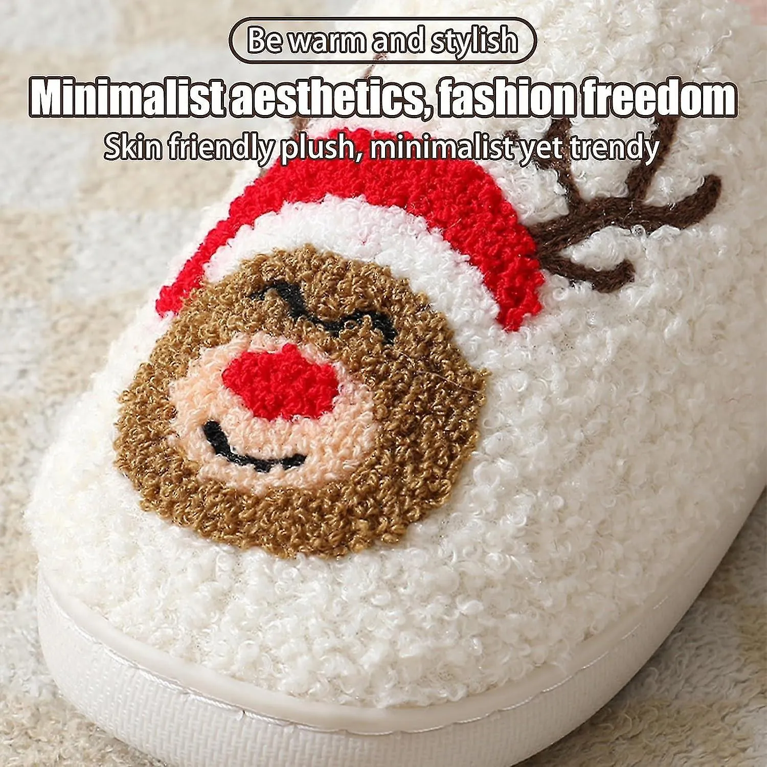 Zapatillas de Navidad Lindas Zapatillas De Casa Para Mujeres, Zapatos De Interior De Invierno Suaves Cálidos Preppy Fuzzy, Zapat