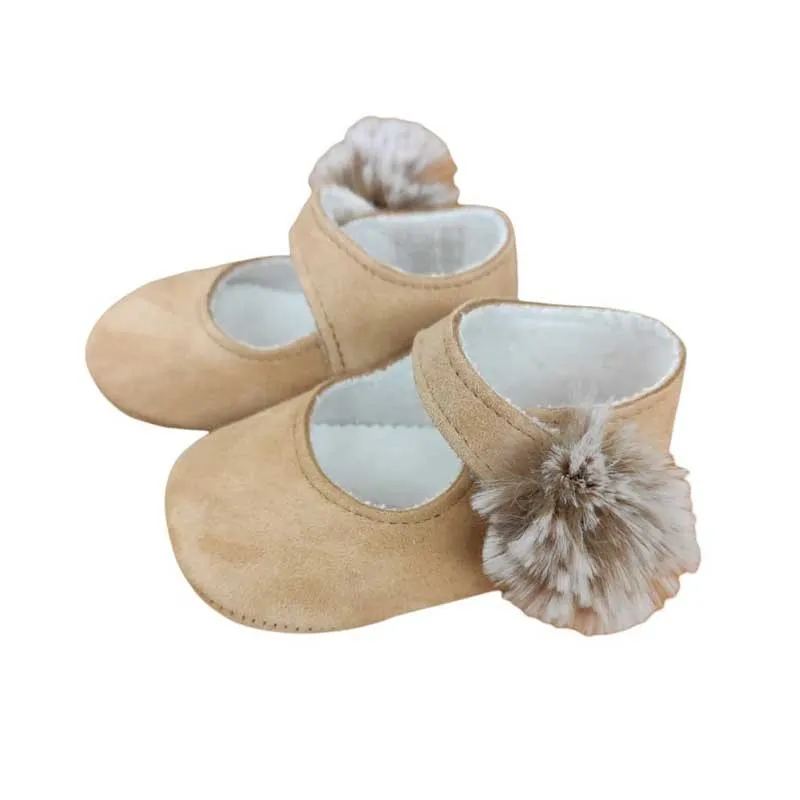 Zapatos bebé niña merceditas de ante camel