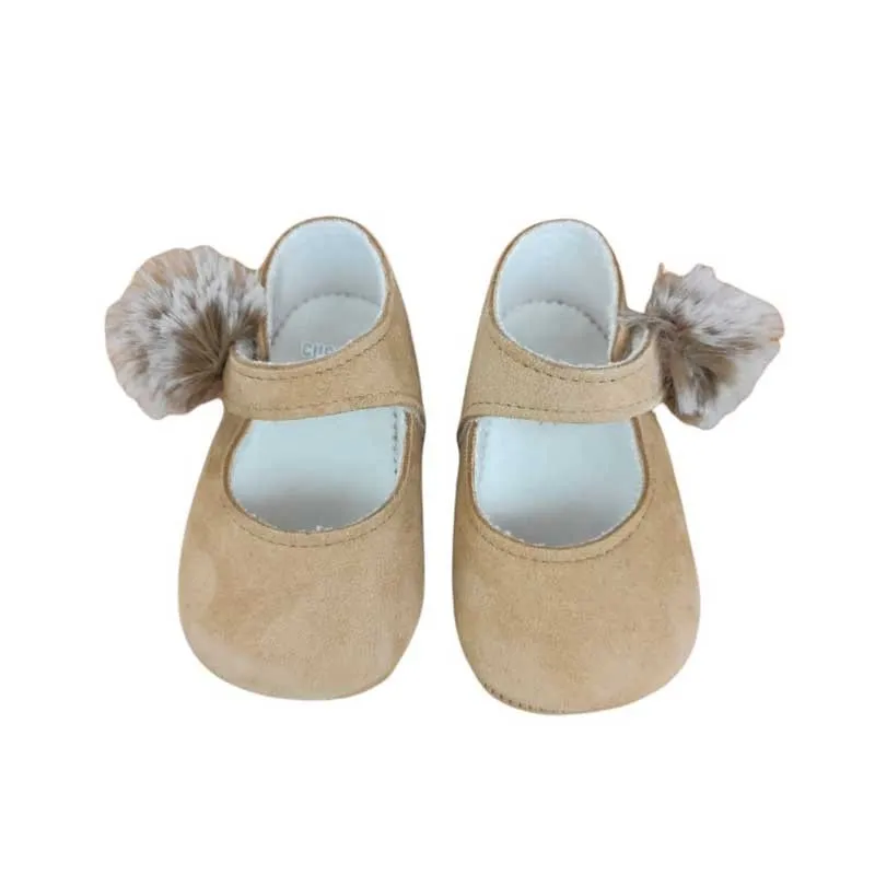 Zapatos bebé niña merceditas de ante camel