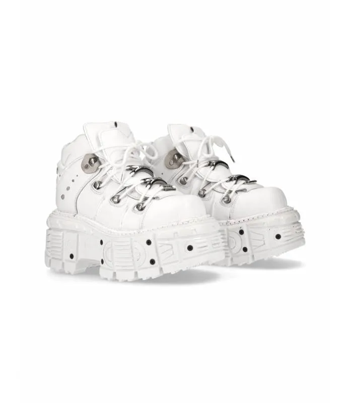 ZAPATOS BLANCOS UNISEX PIEL SUELA PLATAFORMA TANK ORIGINAL NEW ROCK M.TANK106C1