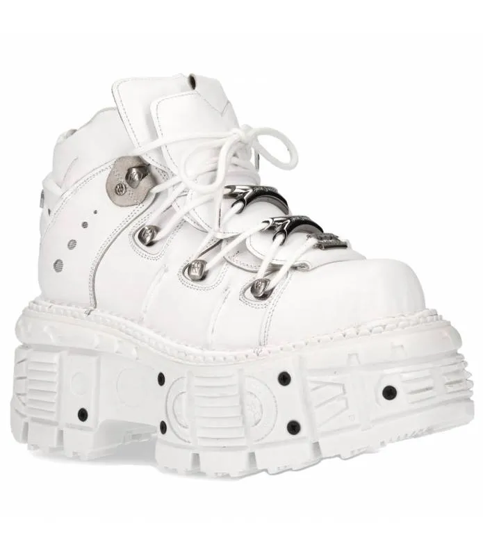 ZAPATOS BLANCOS UNISEX PIEL SUELA PLATAFORMA TANK ORIGINAL NEW ROCK M.TANK106C1