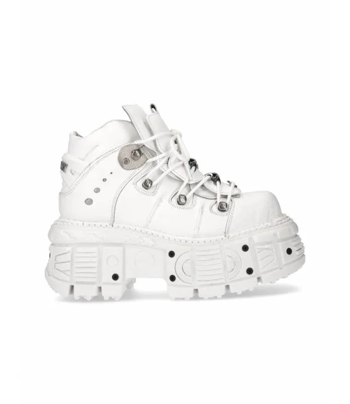 ZAPATOS BLANCOS UNISEX PIEL SUELA PLATAFORMA TANK ORIGINAL NEW ROCK M.TANK106C1