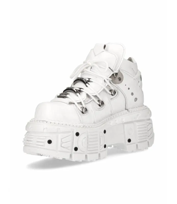 ZAPATOS BLANCOS UNISEX PIEL SUELA PLATAFORMA TANK ORIGINAL NEW ROCK M.TANK106C1