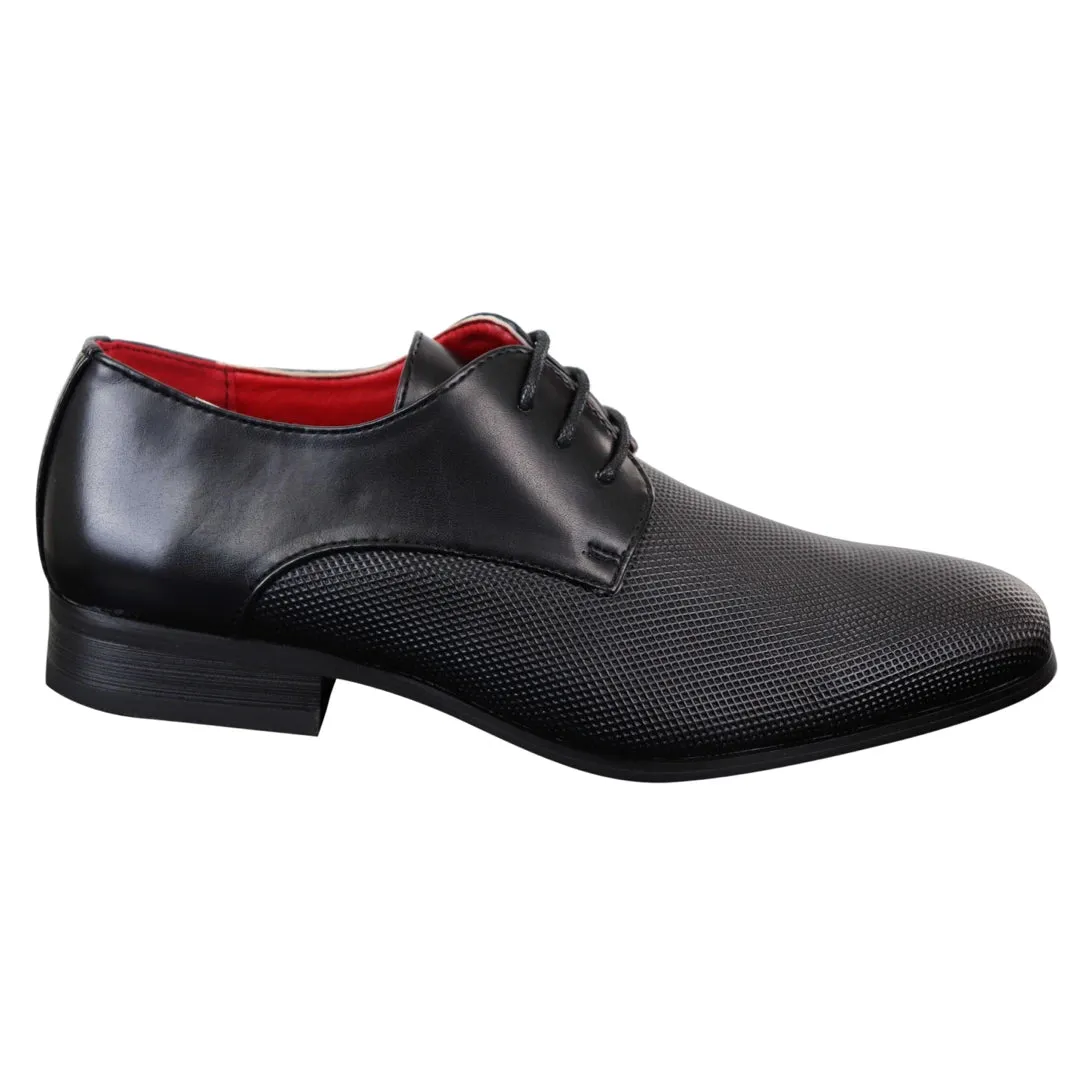 Zapatos casuales y elegantes de cuero con cordones clásicos para hombre en color Negro ideal para Oficina Boda y Fiesta de baile