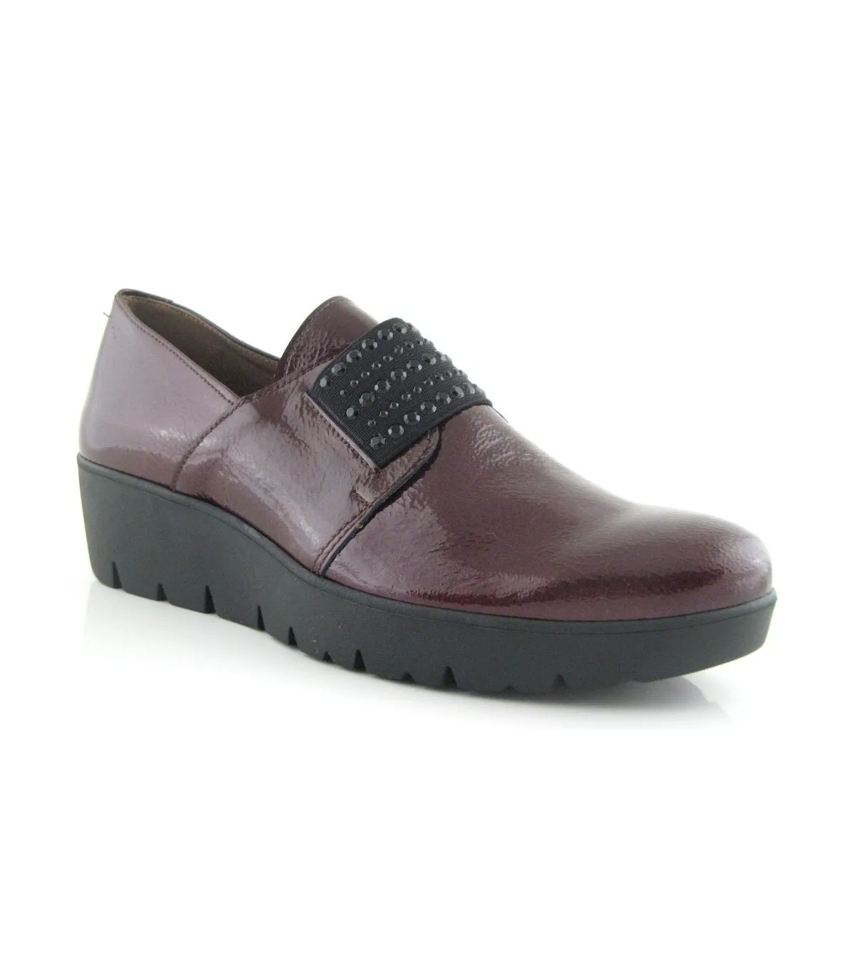 Zapatos charol burdeos elástico central