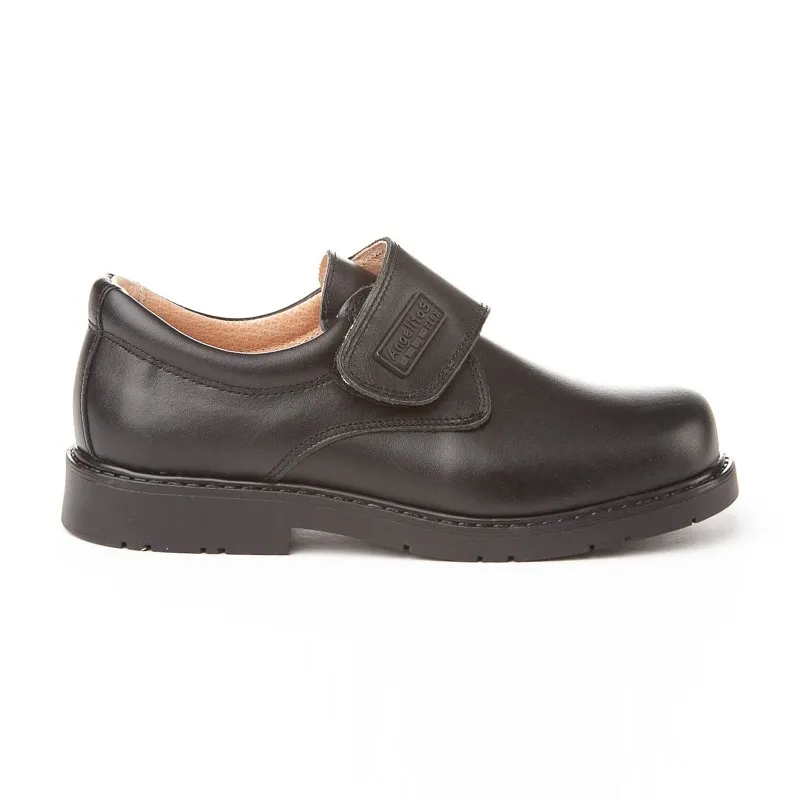 Zapatos Colegiales Niño Piel Velcro 435 Negro, de Angelitos