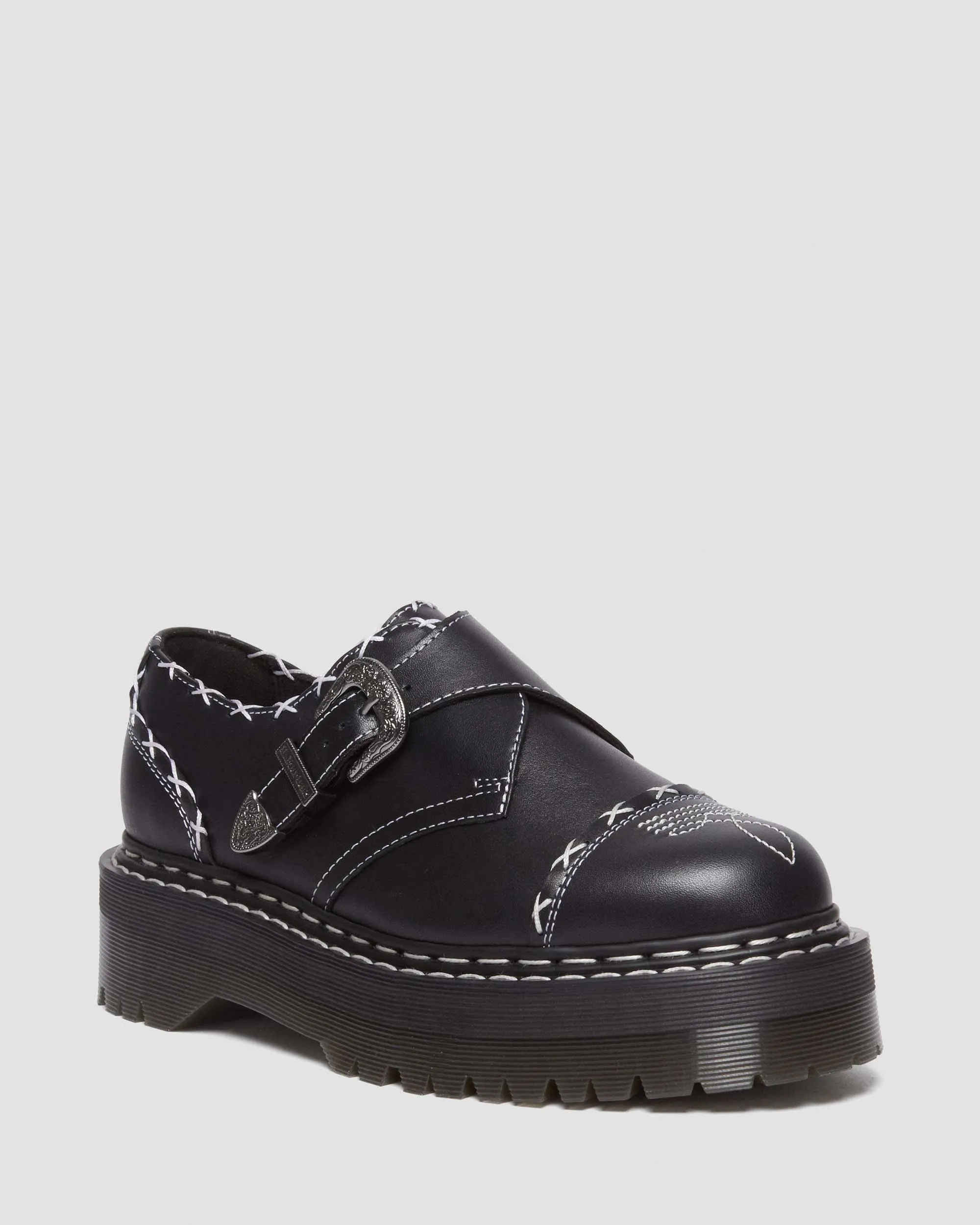 Zapatos con plataforma Quad Monk Strap Contrast Stich