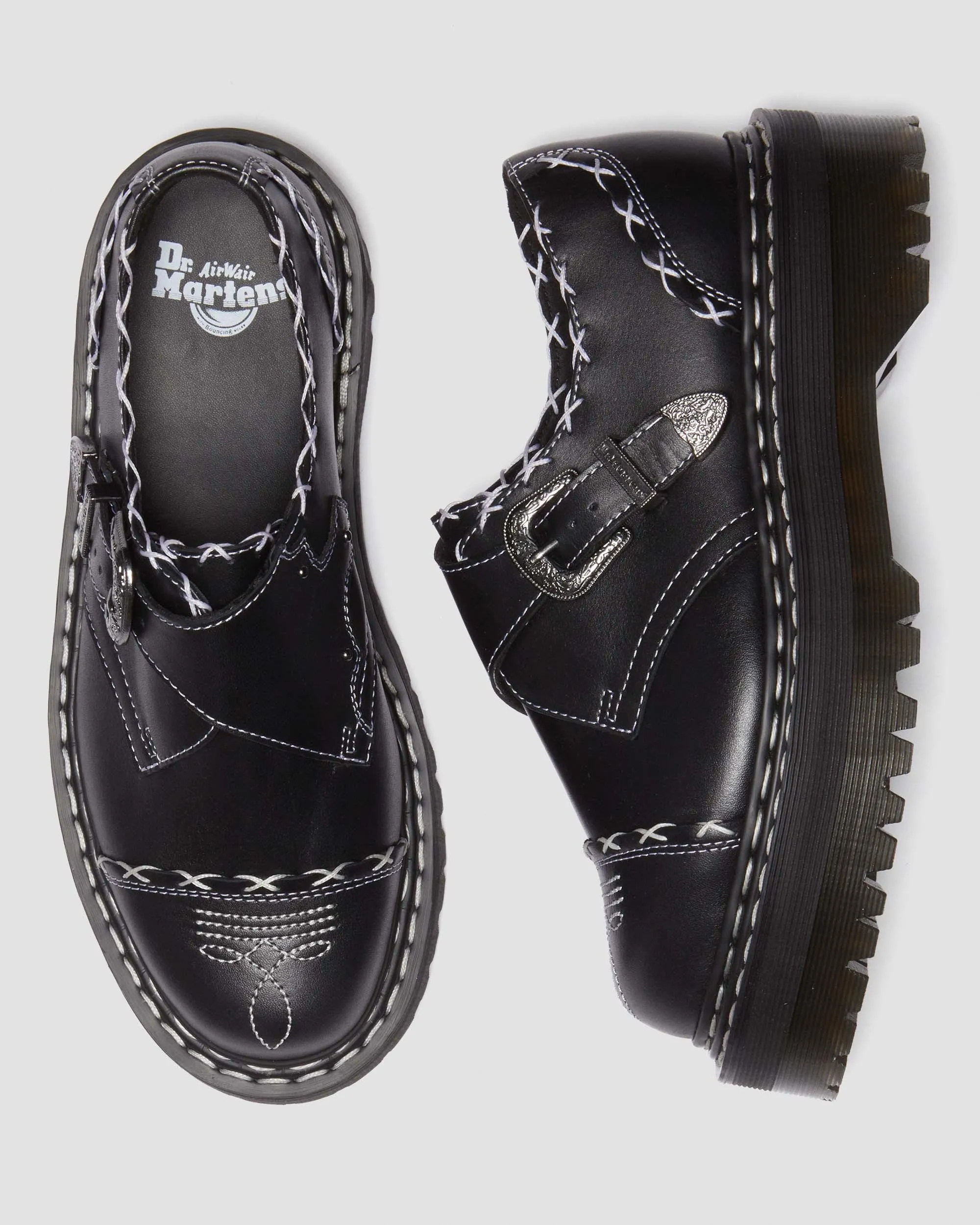Zapatos con plataforma Quad Monk Strap Contrast Stich