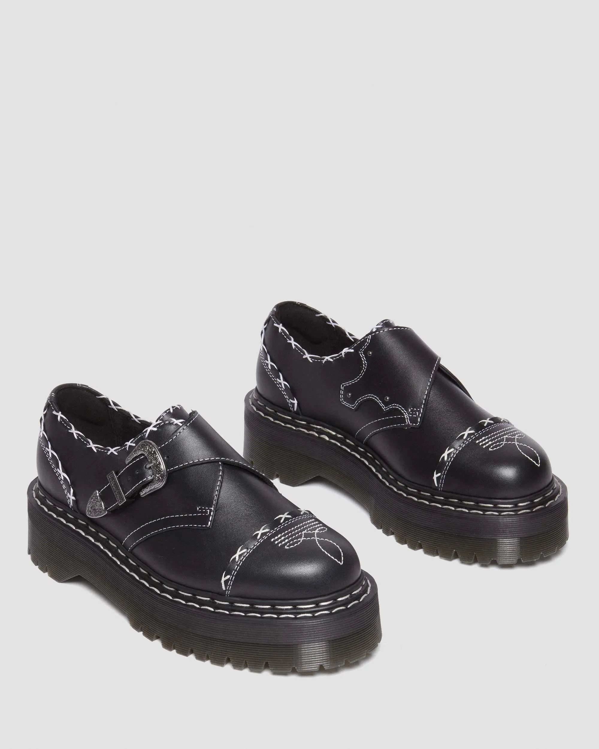 Zapatos con plataforma Quad Monk Strap Contrast Stich