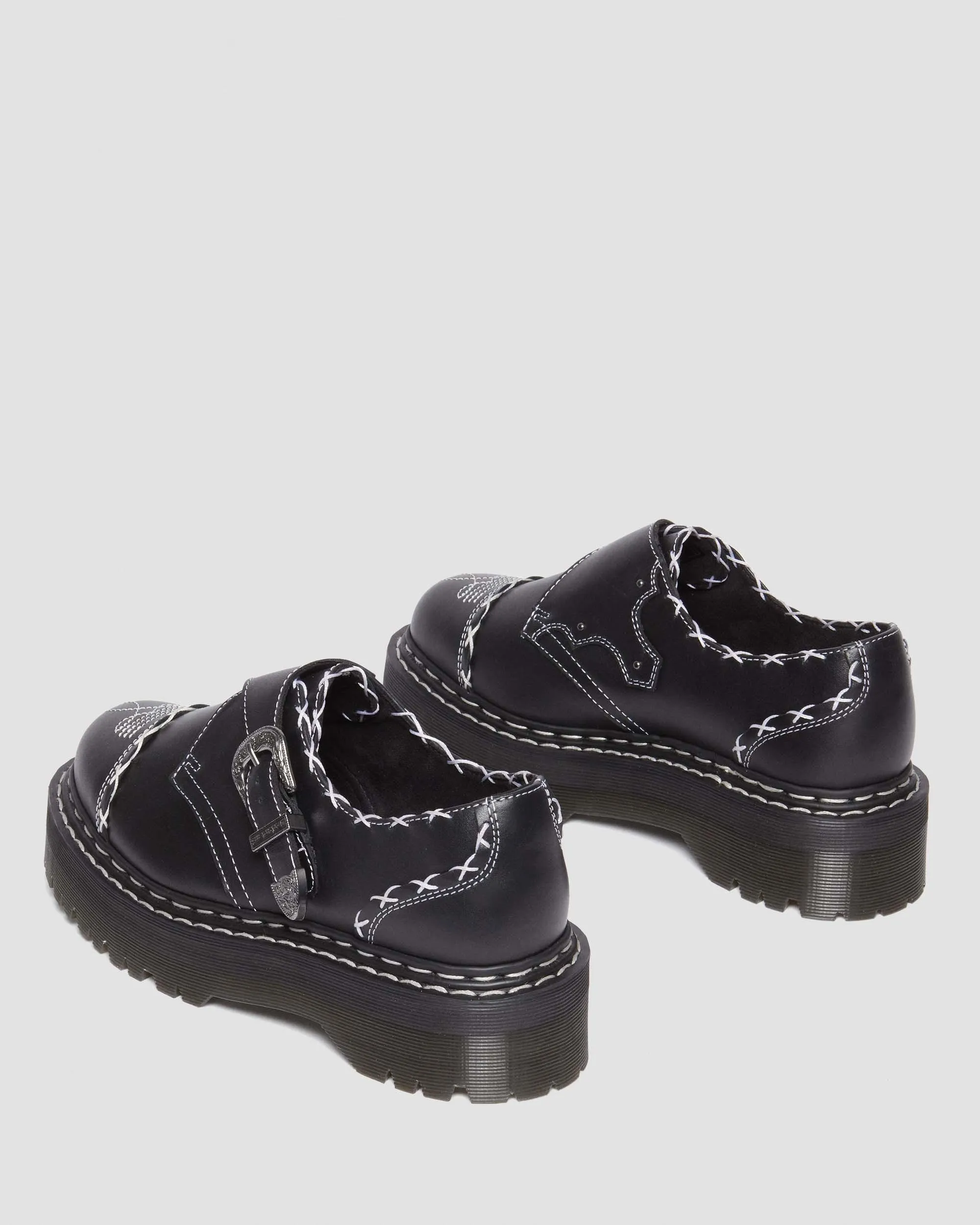 Zapatos con plataforma Quad Monk Strap Contrast Stich