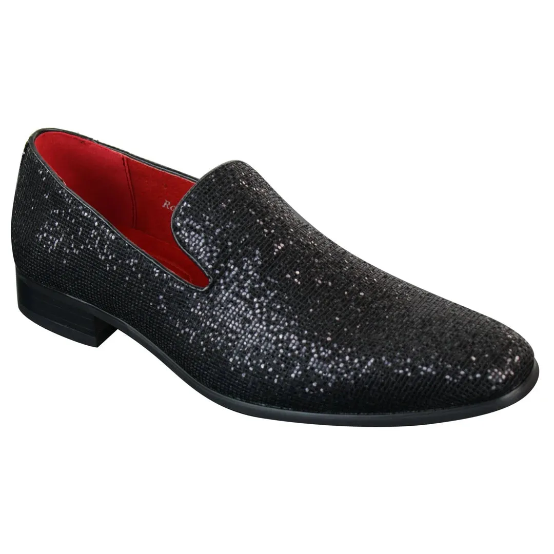 Zapatos de charol brillante en color plateado dorado negro brillante de fiesta para hombre