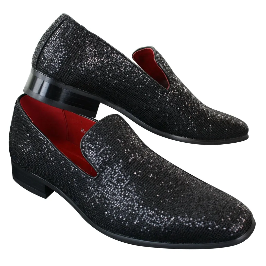 Zapatos de charol brillante en color plateado dorado negro brillante de fiesta para hombre