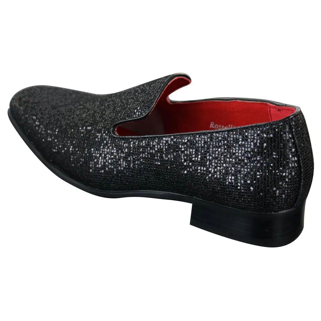Zapatos de charol brillante en color plateado dorado negro brillante de fiesta para hombre