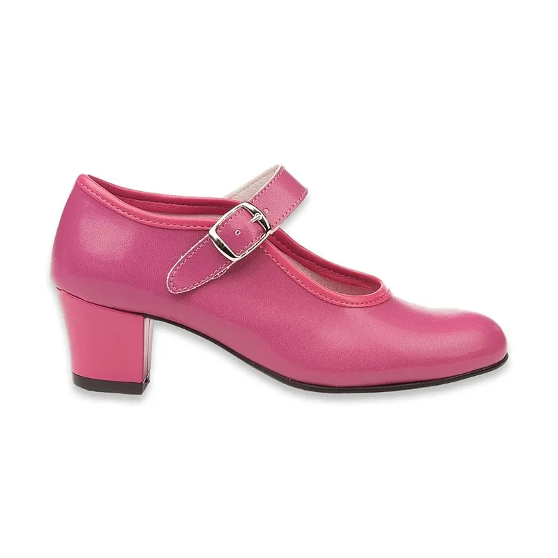 Zapatos De Flamenca Niña/Mujer Tipo Salón Con Pulsera Y Hebilla 302 Fuxia, de Angelitos