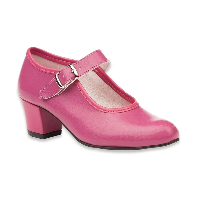 Zapatos De Flamenca Niña/Mujer Tipo Salón Con Pulsera Y Hebilla 302 Fuxia, de Angelitos