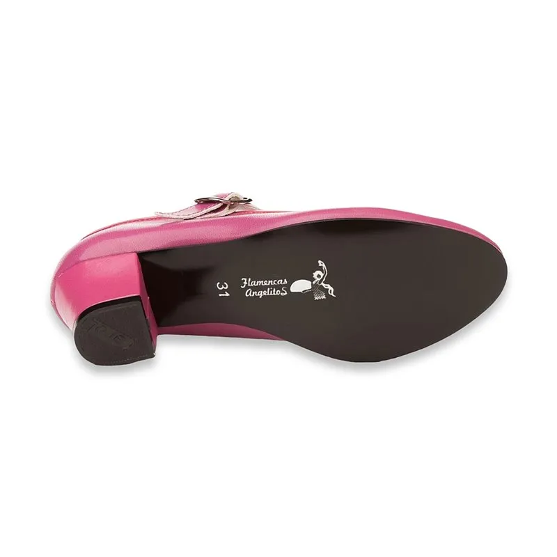 Zapatos De Flamenca Niña/Mujer Tipo Salón Con Pulsera Y Hebilla 302 Fuxia, de Angelitos