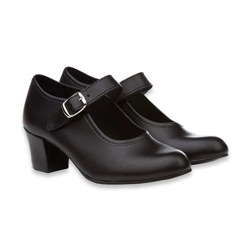 Zapatos De Flamenca Niña/Mujer Tipo Salón Con Pulsera Y Hebilla 302 Negro, de Angelitos