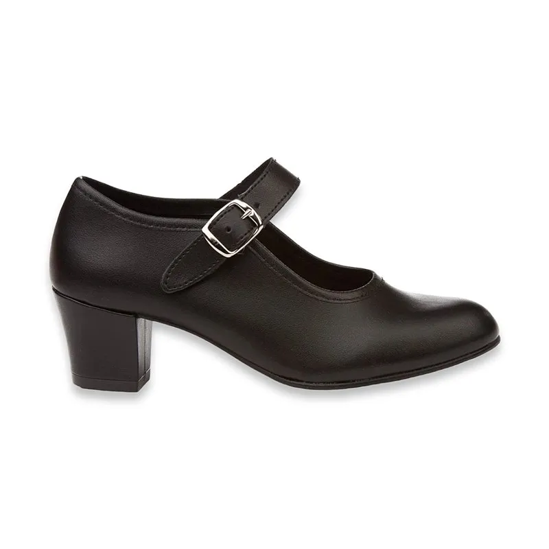 Zapatos De Flamenca Niña/Mujer Tipo Salón Con Pulsera Y Hebilla 302 Negro, de Angelitos