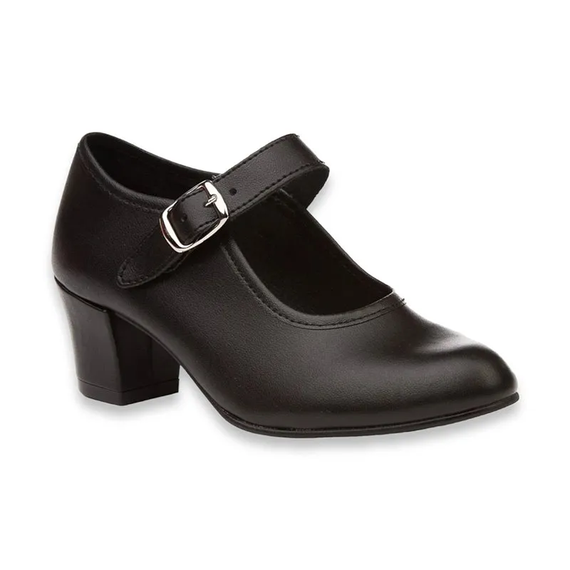 Zapatos De Flamenca Niña/Mujer Tipo Salón Con Pulsera Y Hebilla 302 Negro, de Angelitos