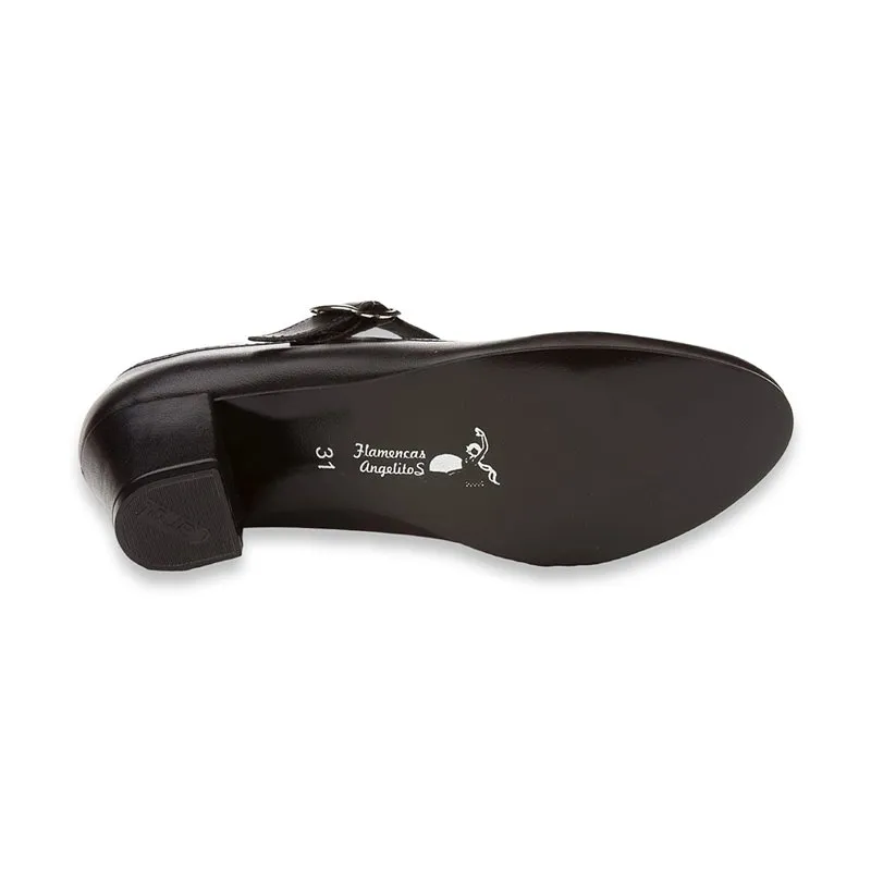 Zapatos De Flamenca Niña/Mujer Tipo Salón Con Pulsera Y Hebilla 302 Negro, de Angelitos