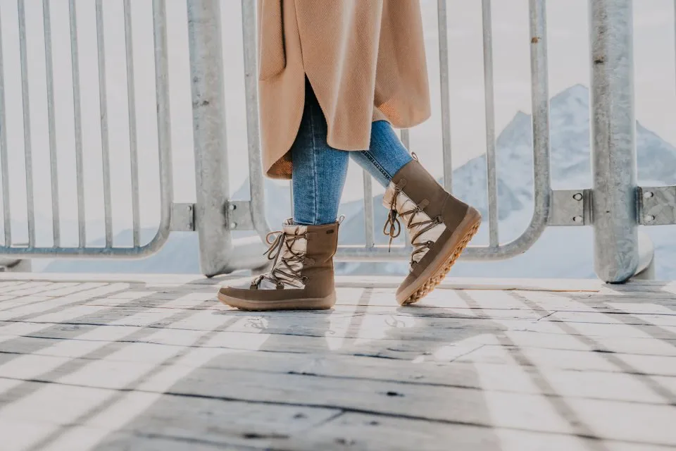 ZAPATOS DE INVIERNO BAREFOOT BE LENKA SNOWFOX WOMAN  CHAMPAGNE & BROWN