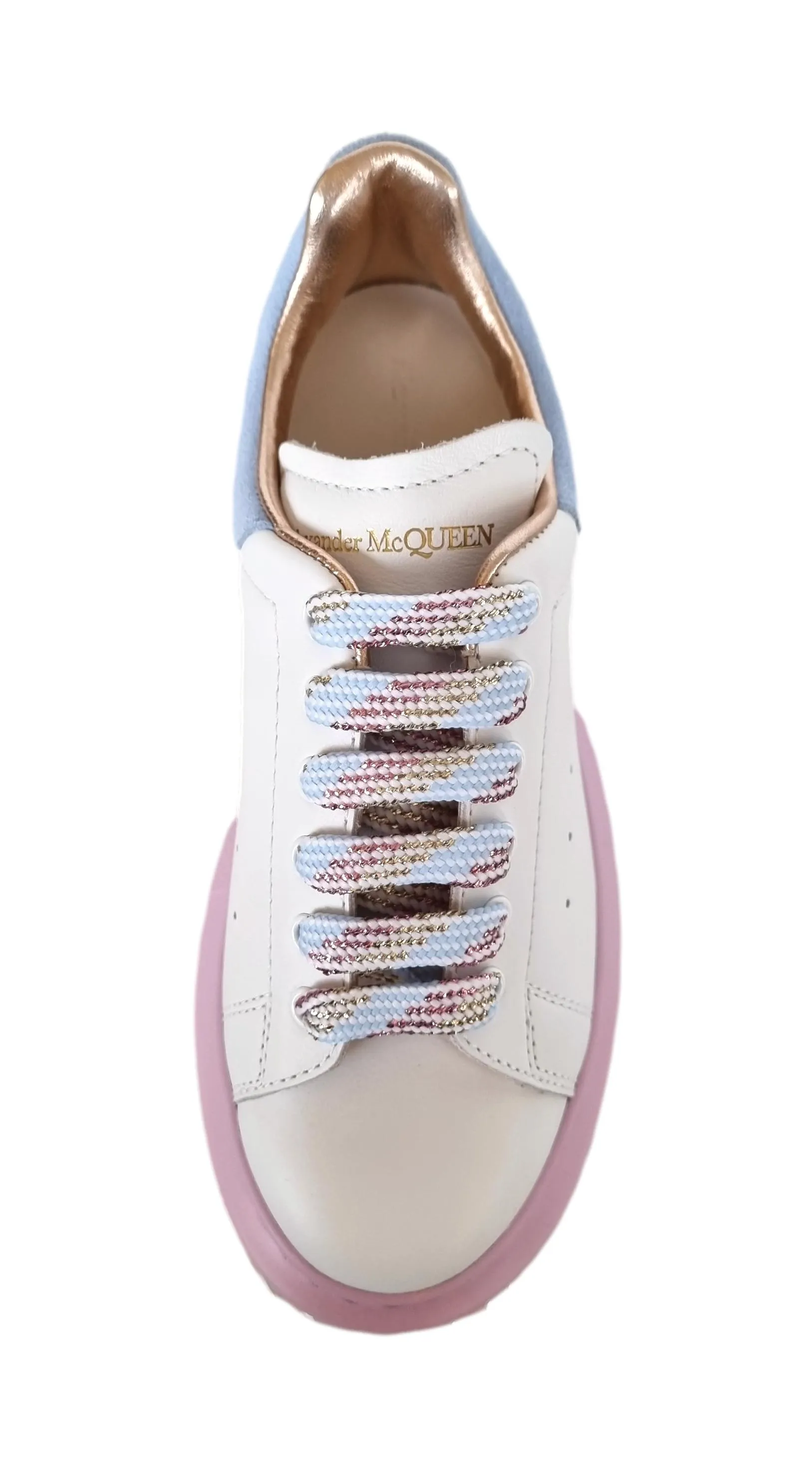 Zapatos de niña de piel Alexander McQueen 587691 WIAHD9554 blanco rosa azul clar