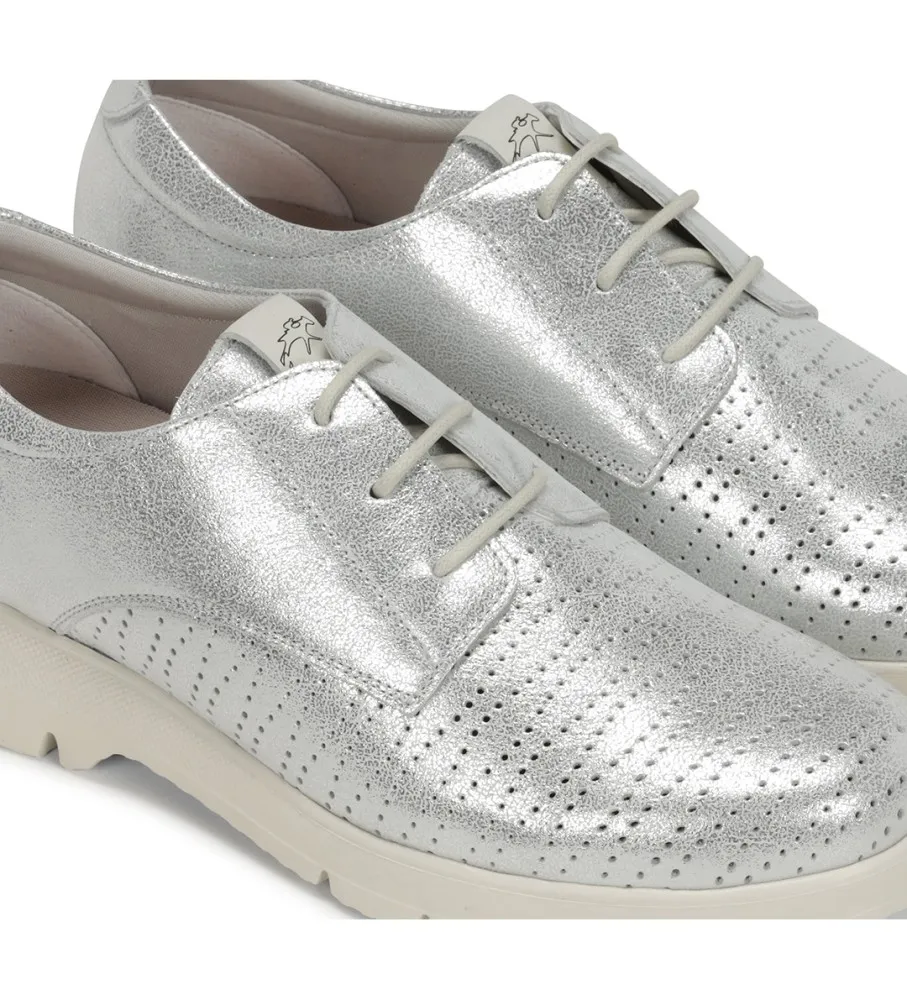 Zapatos de Piel Gladis F1689 plateado