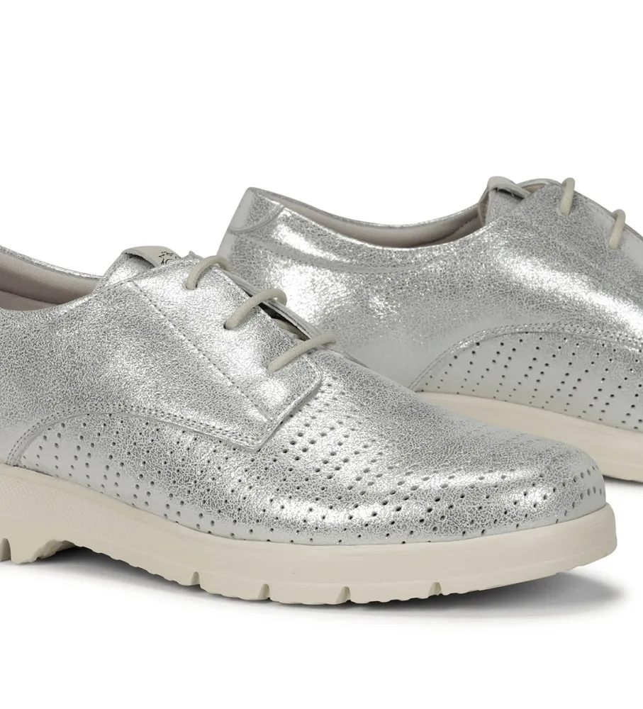 Zapatos de Piel Gladis F1689 plateado