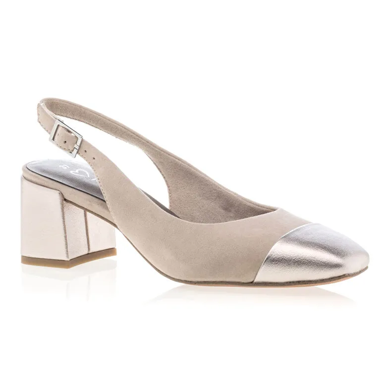 Zapatos de tacón beige para mujer